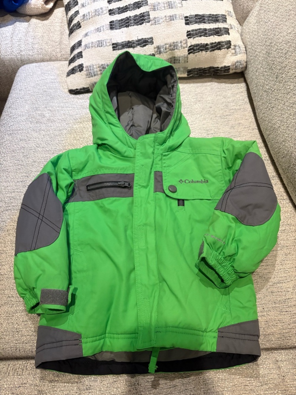 Columbia Green and Gray Kids Hooded Winter Jacket